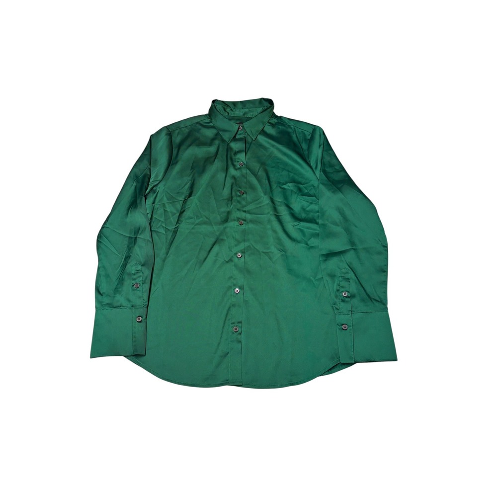 NWT Banana Republic Mens Classic Fit Emerald Green Satin Button Down Shirt M